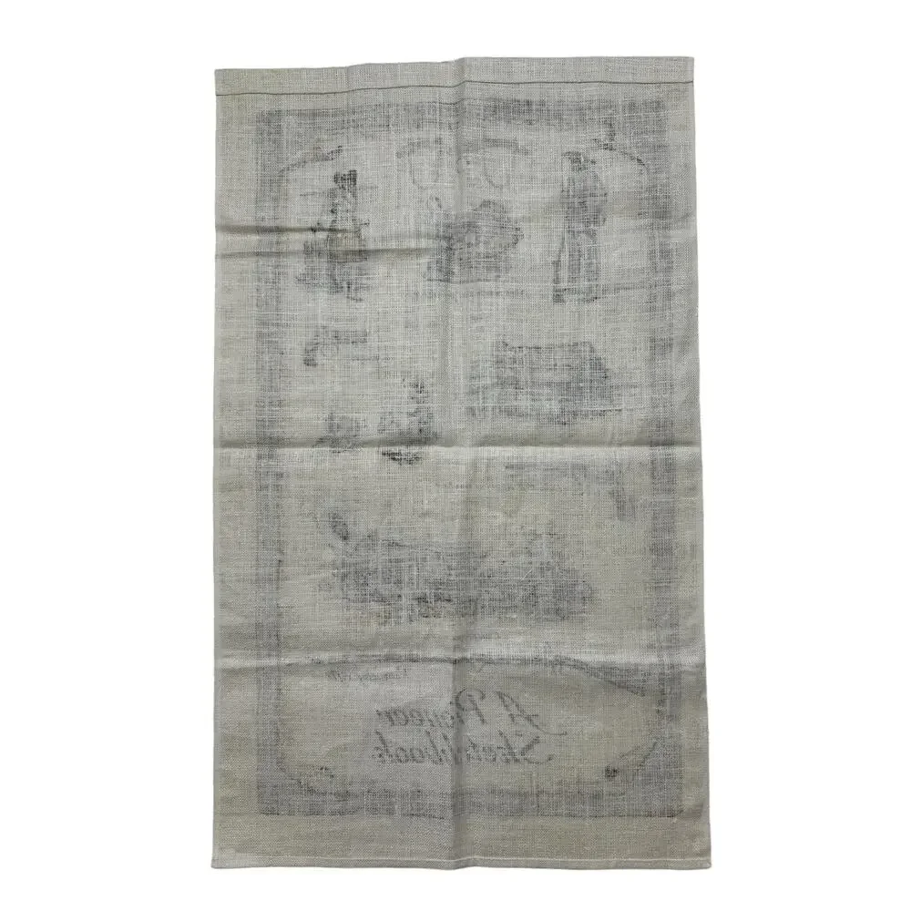 Vintage A Pioneer Sketchbook Linen Tea Towel Kay Dee Western Wagon Brown Tan